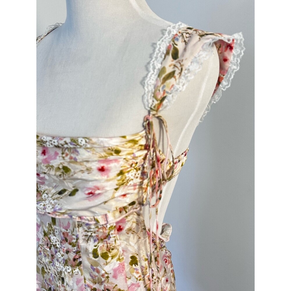 FOR LOVE & LEMONS Holland Mini Dress Women’s XS Pink Floral Coquette Romantic - Picture 6 of 16